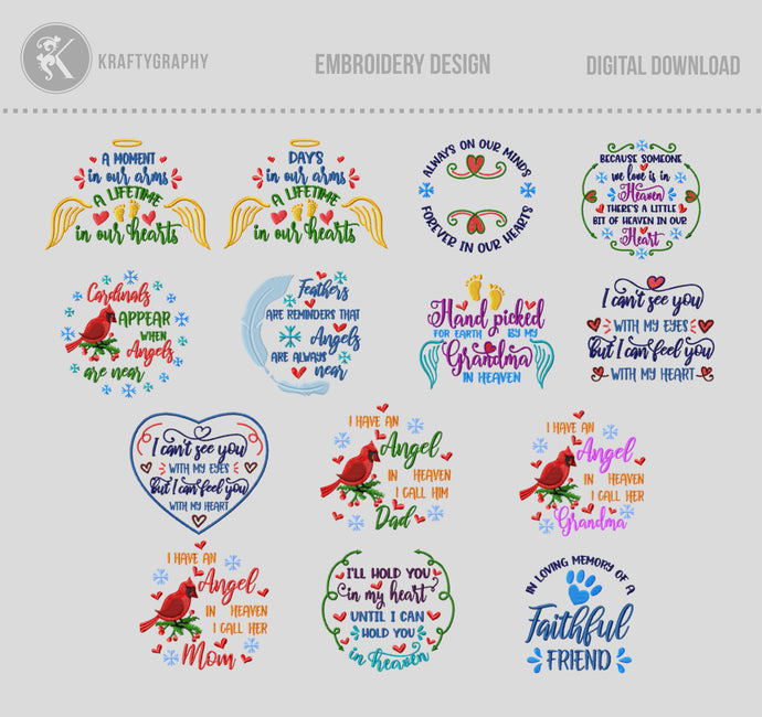 Sympathy Machine Embroidery Designs, Christmas Embroidery Patterns, Grief Embroidery Files, Loss Pes Files, Im Loving Memory Embroidery Dst Files, Christmas Tree Ornaments Embroidery, Memorial Embroidery, Shirt Embroidery, Mask Embroidery,-Kraftygraphy