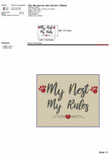 Load image into Gallery viewer, Funny cat machine embroidery design saying - My nest my rules-Kraftygraphy
