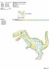 Load image into Gallery viewer, Colorful dinosaur machine embroidery files for boys and girls who love dinosaurs-Kraftygraphy
