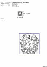 Load image into Gallery viewer, Newfoundland dog face machine embroidery design, multiple sizes and file types, outline sketch style-Kraftygraphy
