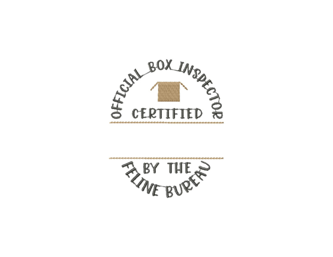 Official box inspector - funny cat machine embroidery design saying-Kraftygraphy