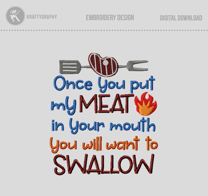 Rude bbq embroidery design sayings for men, offensive embroidery patterns-Kraftygraphy