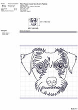 Load image into Gallery viewer, Parson Russel Terrier embroidery design, multiple sizes and file types, realistic outline drawing-Kraftygraphy
