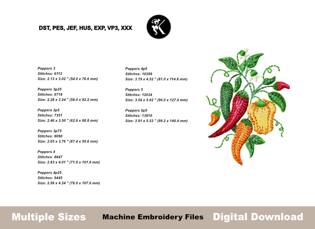 Mediterranean Garden Vegetable Embroidery Design Bundle - Machine Embroidery Files-Kraftygraphy