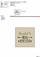 Load image into Gallery viewer, Birth announcement machine embroidery design for dog girl bandana - Promoted to big sister-Kraftygraphy
