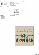 Load image into Gallery viewer, Birth announcement embroidery design for dog boy bandana - Promoted to big brother-Kraftygraphy
