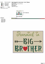 Load image into Gallery viewer, Birth announcement embroidery design for dog boy bandana - Promoted to big brother-Kraftygraphy
