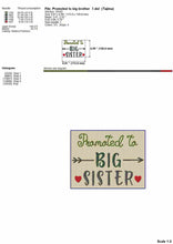 Load image into Gallery viewer, Birth announcement machine embroidery design for dog girl bandana - Promoted to big sister-Kraftygraphy
