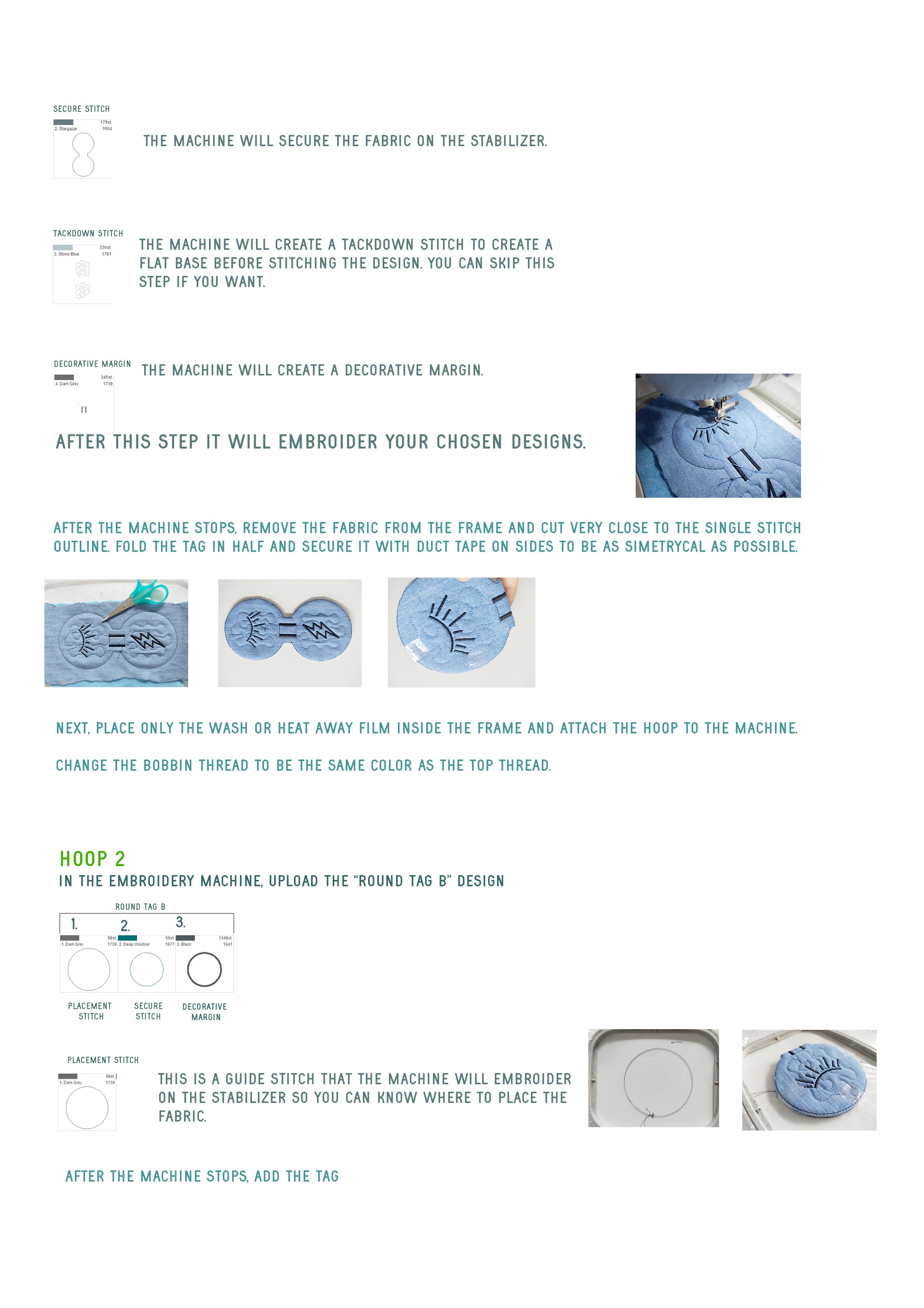 Double-Sided Round Tag Machine Embroidery Design – Satin, Bean & Chain Stitch Styles, Multiple Sizes & File Types-Kraftygraphy