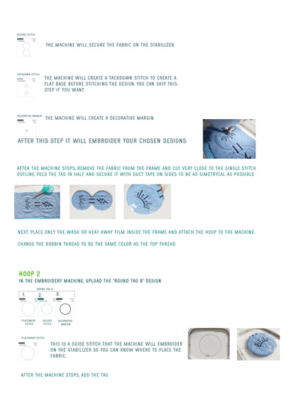 Double-Sided Round Tag Machine Embroidery Design – Satin, Bean & Chain Stitch Styles, Multiple Sizes & File Types-Kraftygraphy