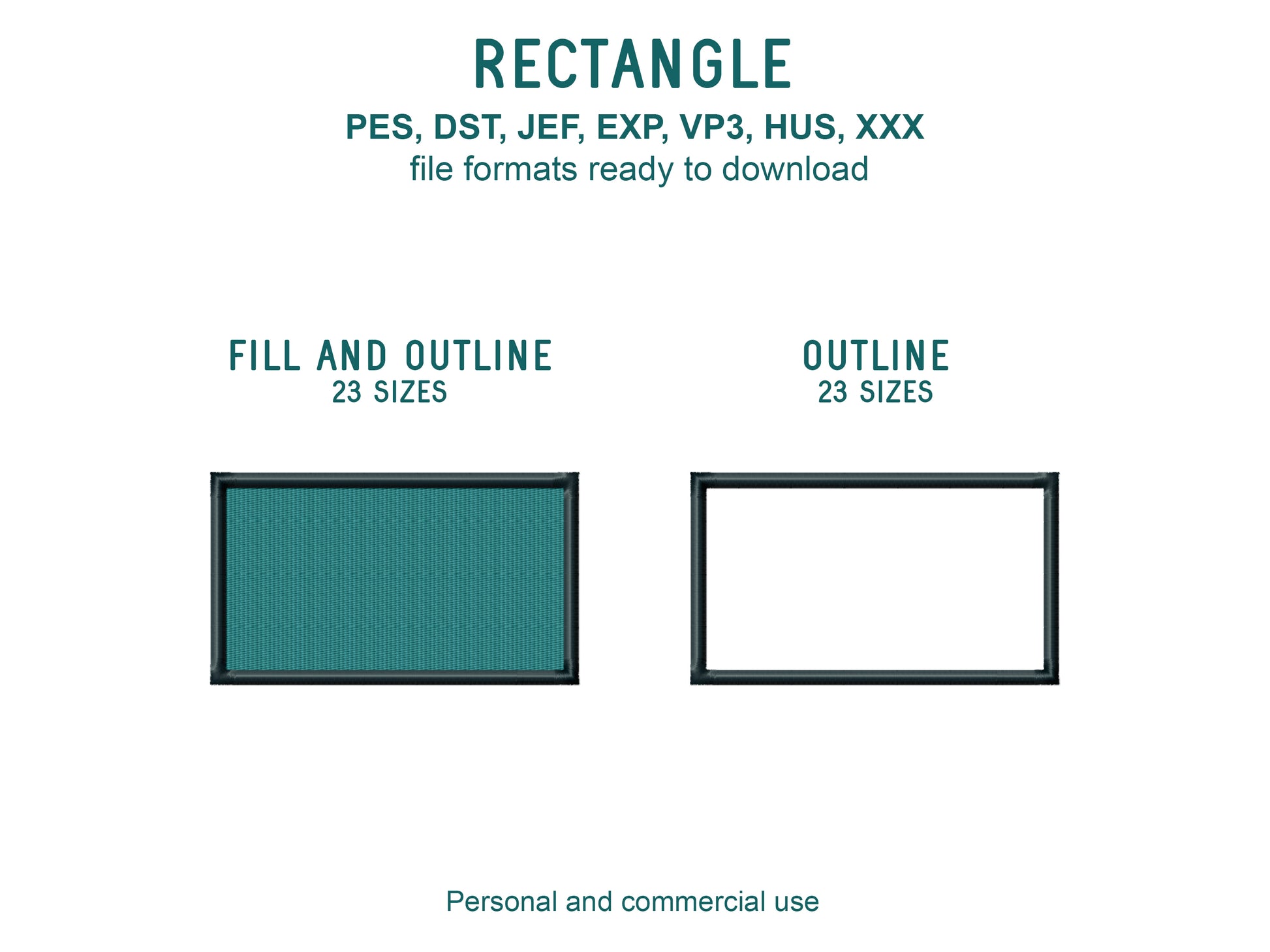 Rectangle Embroidery Design – Sharp Corners, Fill and Satin, and Outline Styles, Multiple Sizes, Rectangle Applique-Kraftygraphy