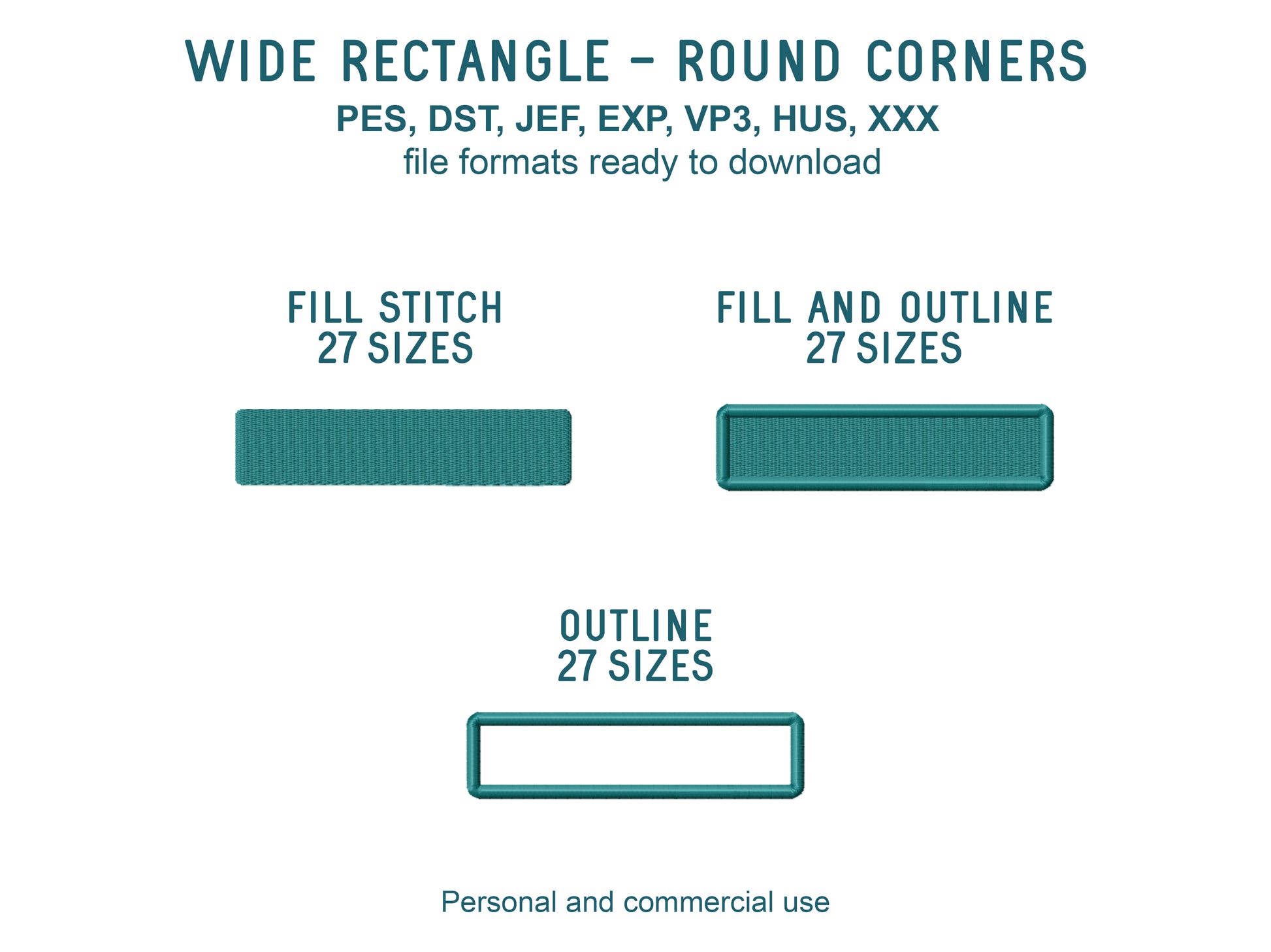 Round Corner Wide Rectangle Machine Embroidery Design – Appliqué Frame in Multiple Sizes-Kraftygraphy