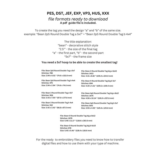 Double-Sided Round Tag Machine Embroidery Design – Satin, Bean & Chain Stitch Styles, Multiple Sizes & File Types-Kraftygraphy