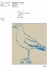 Load image into Gallery viewer, Seagull machine embroidery design outline for summer and beach projects-Kraftygraphy
