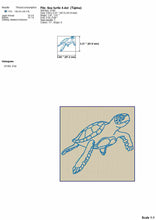 Load image into Gallery viewer, Sea turtle outline machine embroidery design-Kraftygraphy
