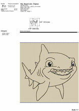 Load image into Gallery viewer, Cute shark cartoon characthere machine embroidery design for baby projects-Kraftygraphy
