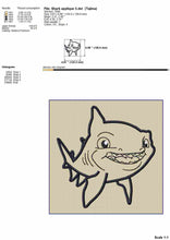 Load image into Gallery viewer, Cute shark applique machine embroidery design-Kraftygraphy
