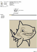 Load image into Gallery viewer, Cute shark applique machine embroidery design-Kraftygraphy
