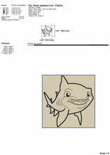 Load image into Gallery viewer, Cute shark applique machine embroidery design-Kraftygraphy
