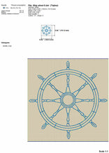 Load image into Gallery viewer, Ship wheel embroidery design outline-Kraftygraphy
