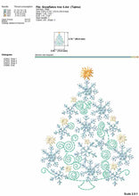 Load image into Gallery viewer, Elegant snowflakes Christmas tree embroidery files for machine, winter embroidery patterns, multiple sizes, low density, beginner friendly-Kraftygraphy
