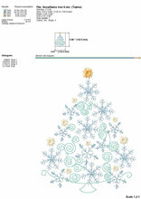 Load image into Gallery viewer, Elegant snowflakes Christmas tree embroidery files for machine, winter embroidery patterns, multiple sizes, low density, beginner friendly-Kraftygraphy
