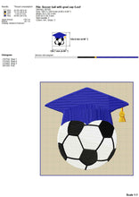 Load image into Gallery viewer, Soccer Ball Machine Embroidery Design, Embroidery Patterns for Robe, Soccer Graduation Pes Files, Soccer Ball with Graduation Cap-Kraftygraphy
