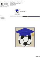 Load image into Gallery viewer, Soccer Ball Machine Embroidery Design, Embroidery Patterns for Robe, Soccer Graduation Pes Files, Soccer Ball with Graduation Cap-Kraftygraphy
