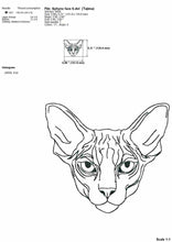 Load image into Gallery viewer, Sphynx cat face machine embroidery design, simple cat outline embroidery-Kraftygraphy

