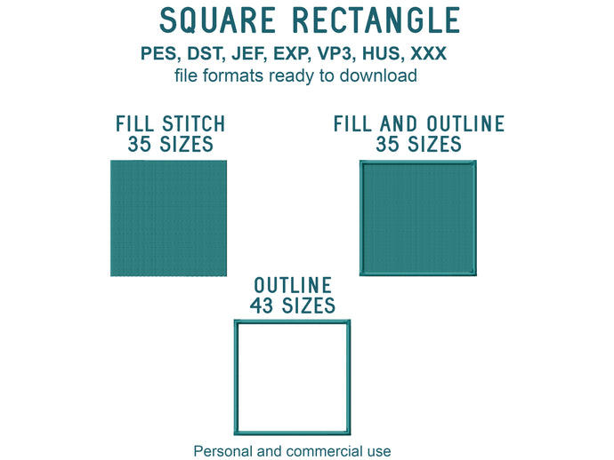 Square Rectangle Machine Embroidery Design, Mini Square Embroidery Pattern-Kraftygraphy