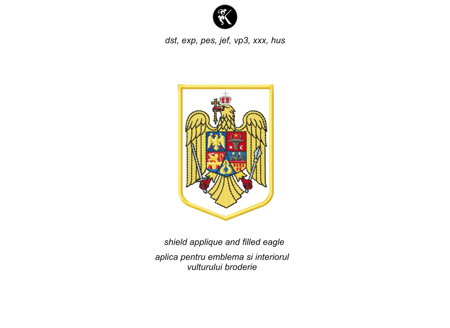 Stema Romaniei Fisiere Broderie Computerizata | Model pentru masini de brodat | 8 cm - 18 cm