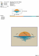 Load image into Gallery viewer, Sun and sea machine embroidery designs, beach embroidery patterns-Kraftygraphy
