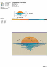 Load image into Gallery viewer, Sun and sea machine embroidery designs, beach embroidery patterns-Kraftygraphy
