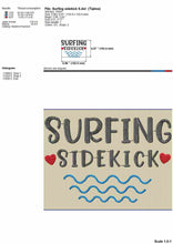 Load image into Gallery viewer, Surfing sidekick - machine embroidery design for dog bandana on the beach-Kraftygraphy
