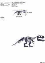 Load image into Gallery viewer, T-rex Dinosaur skeleton machine embroidery files for download-Kraftygraphy
