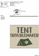 Load image into Gallery viewer, Tent troublemaker - machine embroidery design for camping pet bandana-Kraftygraphy
