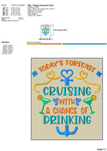 Load image into Gallery viewer, Drinking Cruise Machine Embroidery Designs, Today’s Forecast Cruising With a Chance of Drinking-Kraftygraphy
