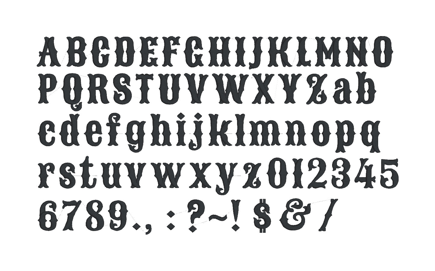 Western Native Bx Font, Satin Fill Alphabet, Punctuation and Numbers-Kraftygraphy