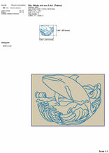 Load image into Gallery viewer, Whale in the sea outline embroidery design for machine-Kraftygraphy
