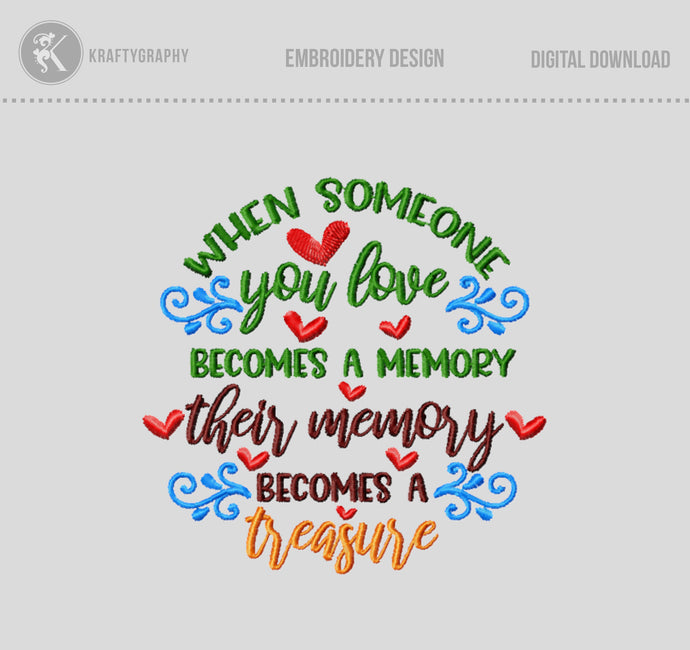 Memorial machine embroidery design When someone you love is in heaven-Kraftygraphy