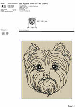 Load image into Gallery viewer, Yorkshire Terrier dog face machine embroidery design-Kraftygraphy

