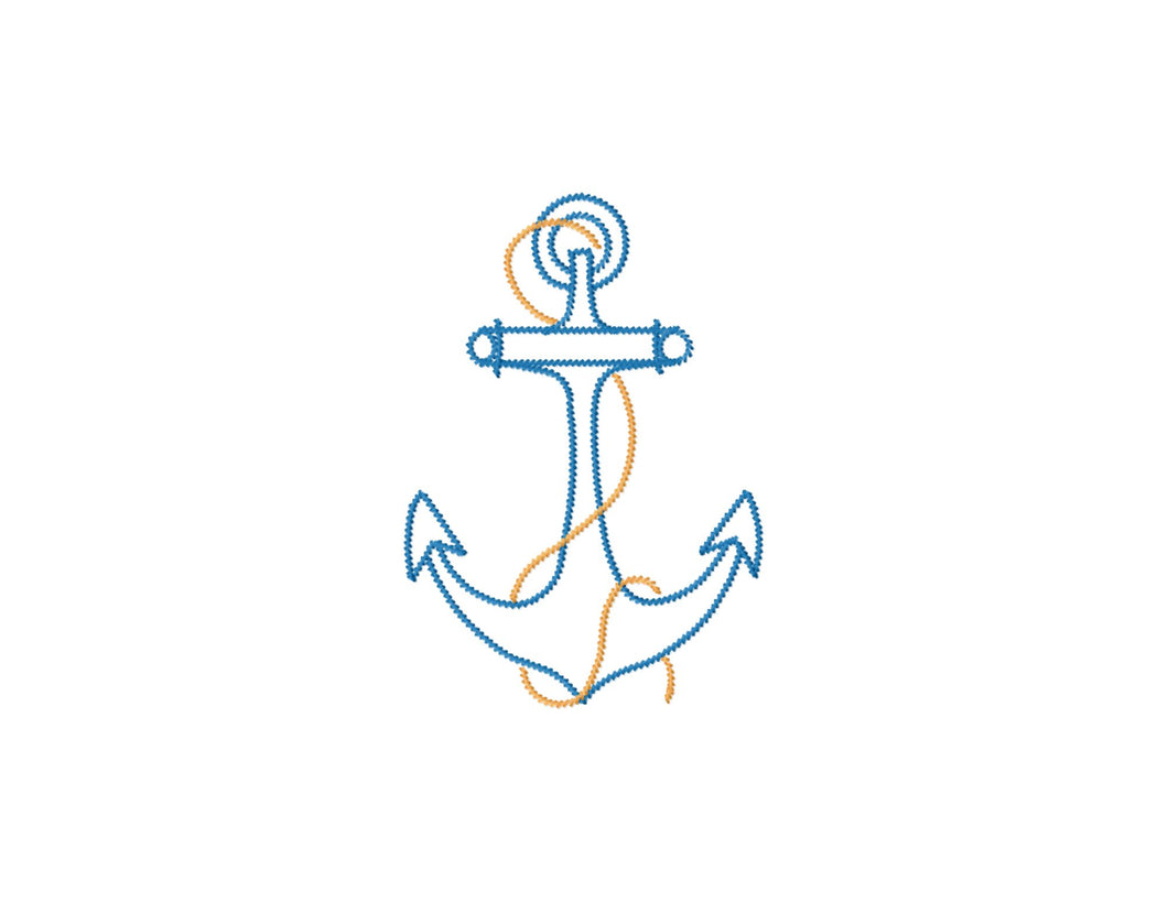 Simple anchor outline machine embroidery design line art-Kraftygraphy