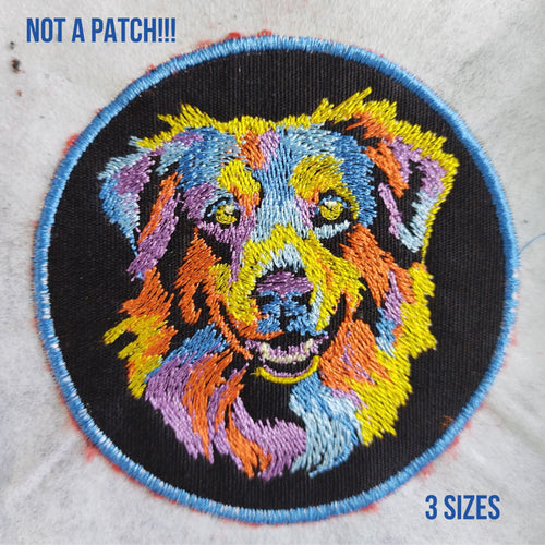 Australian shepherd colorful dog fill stitch machine embroidery designs, 3 sizes-Kraftygraphy