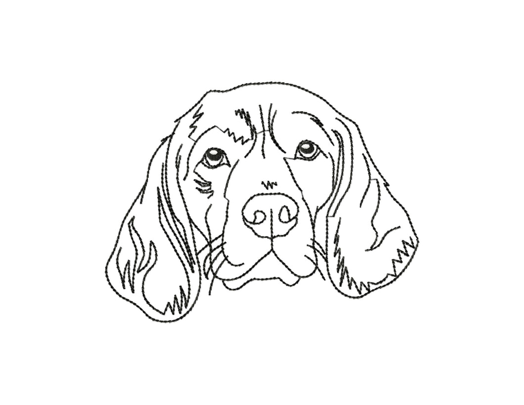 Beagle face machine embroidery design, multiple sizes and file types, outline style-Kraftygraphy