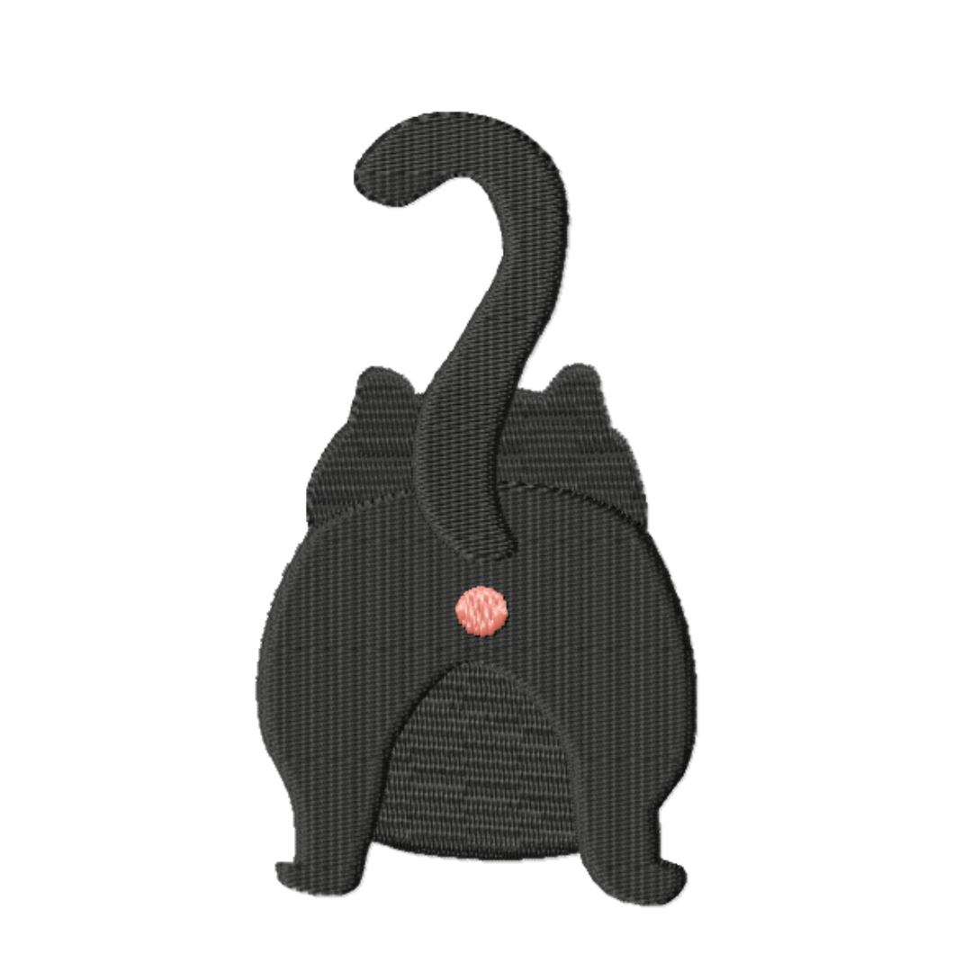 Cat butt machine embroidery design, funny cat embroidery patterns fill stitch-Kraftygraphy