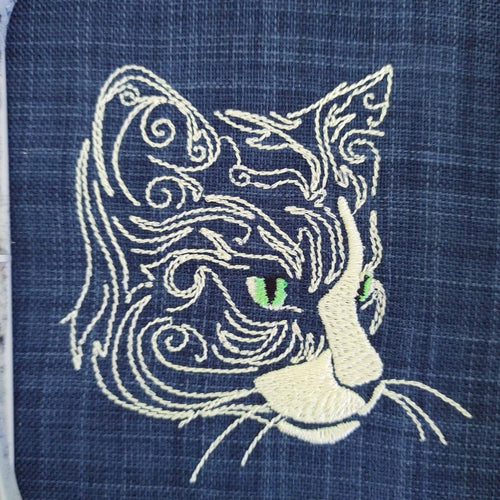 Cat portrait machine embroidery design art-Kraftygraphy