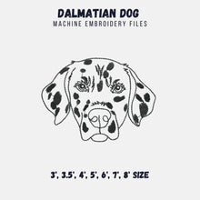 Load image into Gallery viewer, Dalmatian face machine embroidery design, multiple files and file types, sketch outline style-Kraftygraphy
