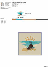 Load image into Gallery viewer, Dog digging in the sand on the beach funny illustration machine embroidery design-Kraftygraphy
