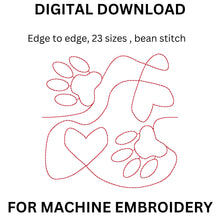 Load image into Gallery viewer, Edge to edge square dog paw print machine embroidery design for quilting, 23 sizes-Kraftygraphy
