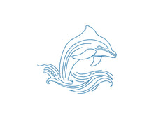 Load image into Gallery viewer, Dolphin outline machine embroidery design, nautical, summer, beach, vacation-Kraftygraphy
